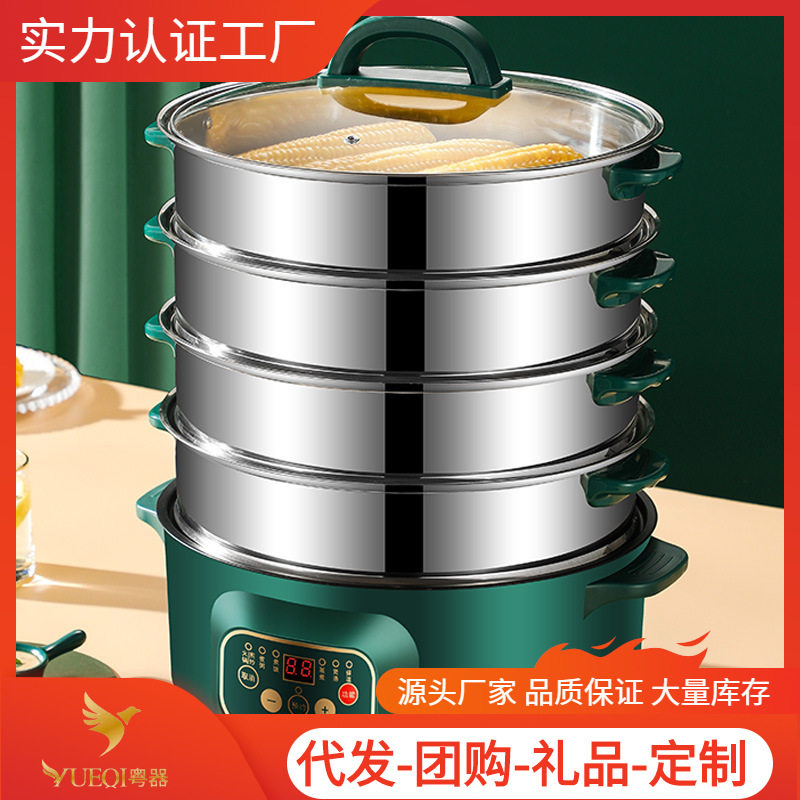 电蒸锅家用电热锅三层大容量电蒸笼电火锅智能蒸鱼蒸饭多功能