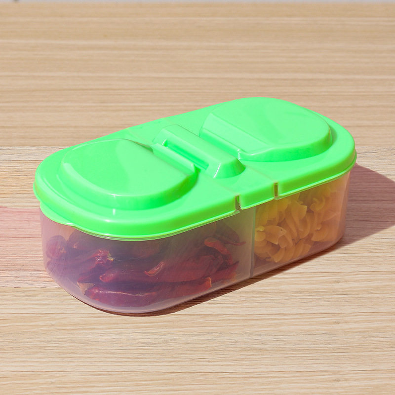 双格有盖厨房食品杂粮密封罐 多功能厨房冰箱塑料储物收纳盒