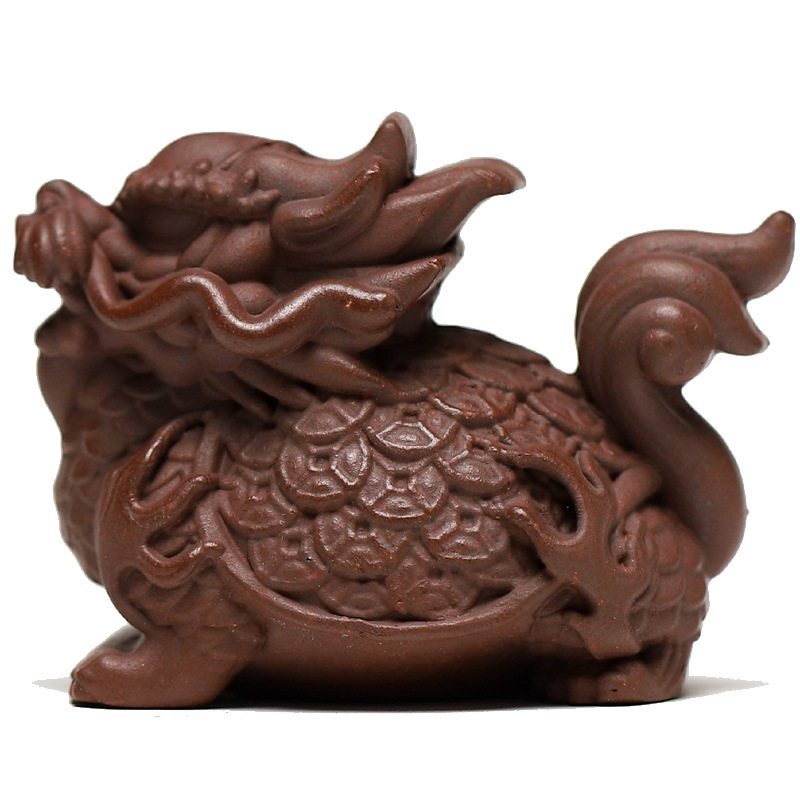 宜兴紫砂茶宠雕塑 霸下龙龟工艺品茶盘家居摆件功夫茶具配件
