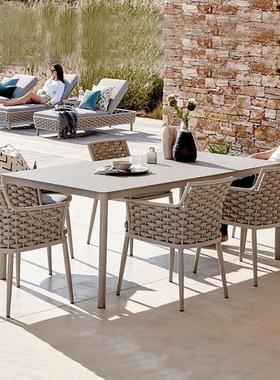 北欧户外桌椅藤编室外阳台藤椅露天花园酒店家具chair dining餐椅