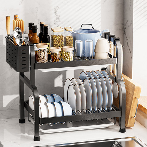 厨房置物架多功能碗盘一体碗碟收纳层架碗筷碗盘柜家用放碗架瓶沥