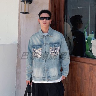 【日本冈山】巴黎风格美式复古工装牛仔外套男女款潮牌翻领夹克