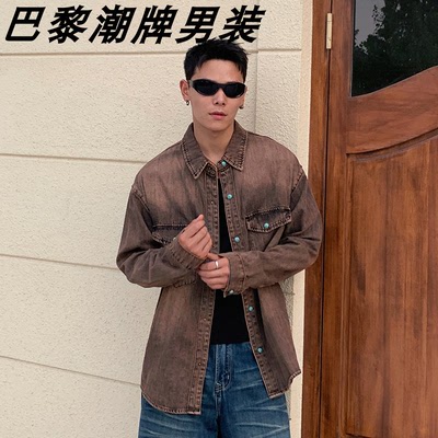 巴黎风格美式复古牛仔衬衫外套