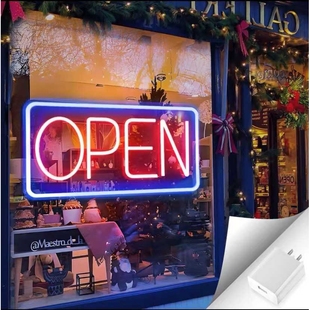 跨境open霓虹灯发光字营业中USB口亚克力LED酒吧造型霓虹灯牌装饰