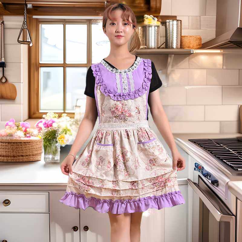 跨境印花围裙蕾丝淑女田园文艺围腰居家公主涤棉圍裙定制无袖碎花,鲜花速递/花卉仿真/绿植园艺,其它园艺用品,淘宝优惠券,粉丝福利购,淘宝优惠卷