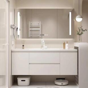 A9L轻奢奶油风浴室柜组合洗手台盆柜洗漱台一体陶瓷盆卫生间洗脸