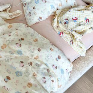 可爱水洗床上四件套秋冬单人被套床品三件套