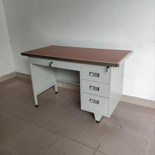 防水铁皮台铁板办公桌钢制台式电脑桌抽屉柜工作台铁桌子加厚材料