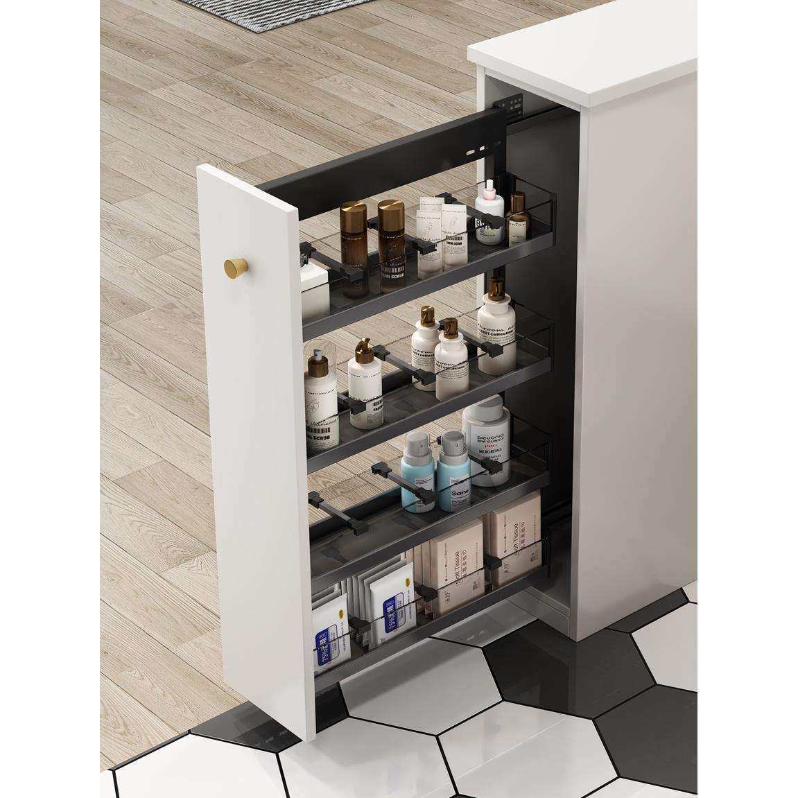 半墙拉篮干湿分离侧装窄柜小拉篮置物架推拉式储物篮边柜篮3层4,3C数码配件,USB灯,淘宝优惠券,粉丝福利购,淘宝优惠卷