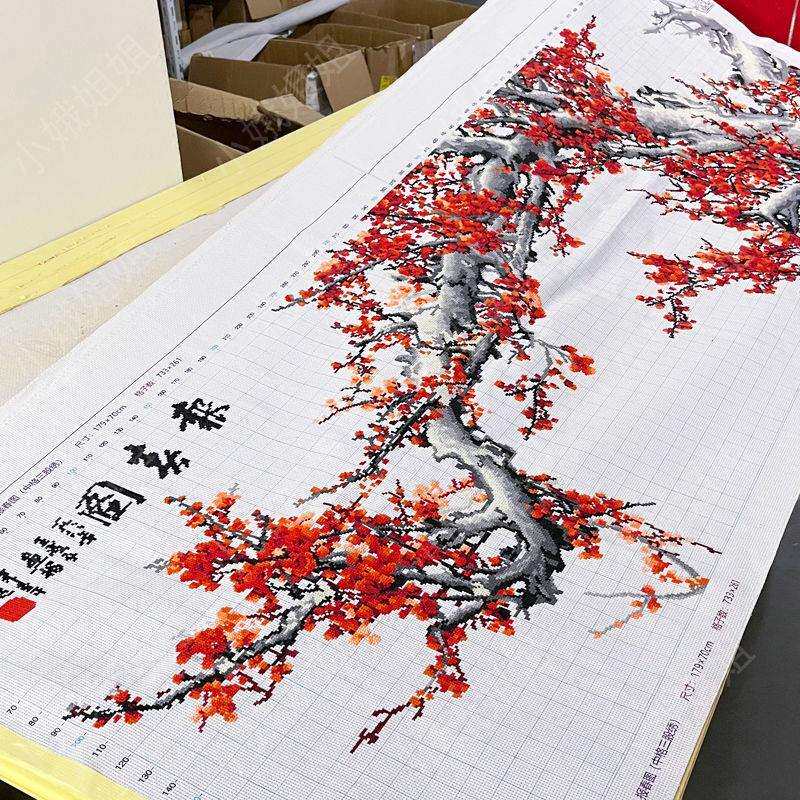 报春梅十字绣成品不带框纯手工出售已绣好的2025新款客厅花卉梅花