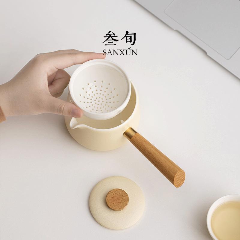 叁旬转转泡茶壶旅行茶具套装便携陶瓷家用快客杯懒人自动喝茶神器