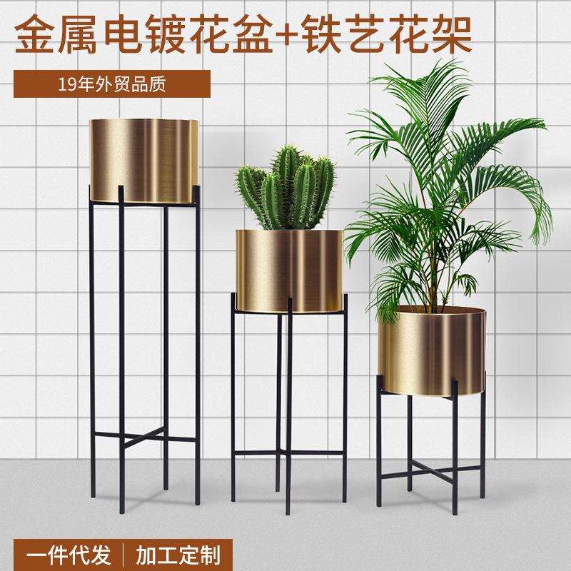 北欧花盆金色电镀金属花盆多肉花盆园艺工艺花盆厂家大小款式