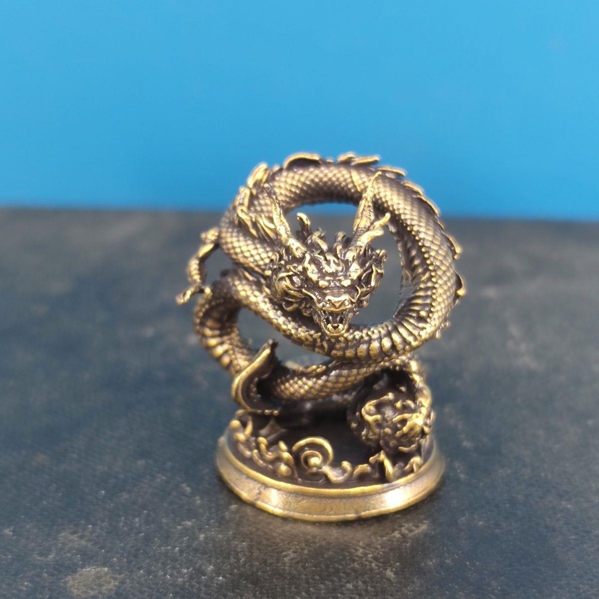 黄铜七龙珠GK山海经神兽生肖神龙盘龙蟠龙铜铸雕像摆件模型小模型