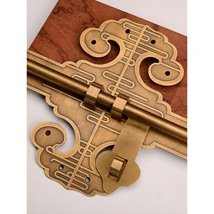 全铜加厚中式插销老式木门锁花园庭院大门黄铜门闩彷古门扣铜门栓