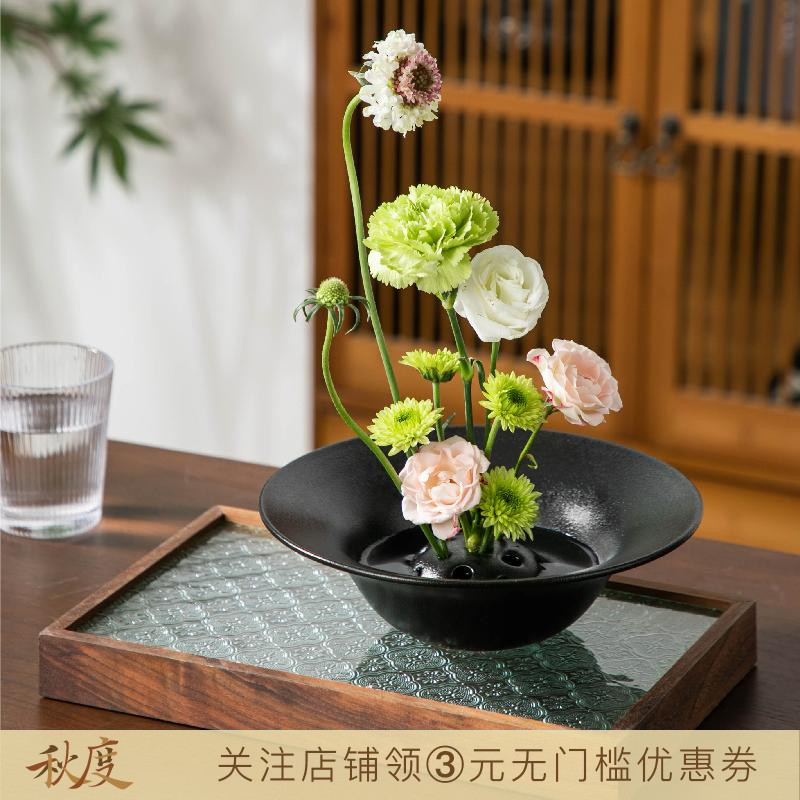 秋度中式日式插花器花盆花艺摆件