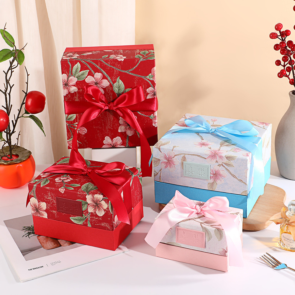 2025新款高档印花玉玺盒蝴蝶结丝带礼品包装盒欧式糖果盒伴手礼盒