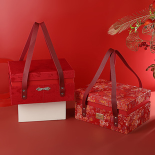 新中式 盒 手提繁锦伴手礼盒高级感婚庆回礼送长辈礼大容量手提包装