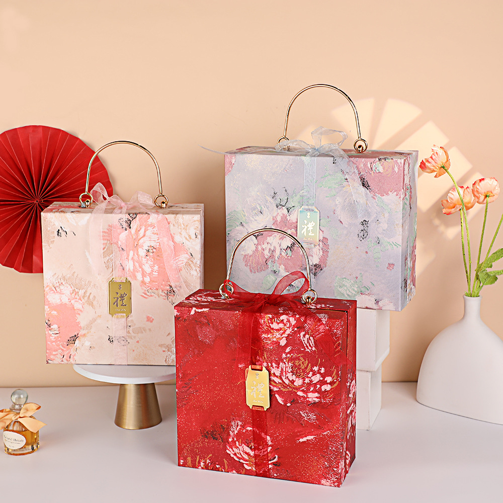 新款伴手礼盒 中式水墨插画喜糖盒 国潮风伴娘回礼盒生日礼物包装