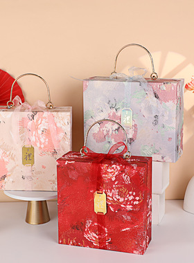 新款伴手礼盒 中式水墨插画喜糖盒 国潮风伴娘回礼盒生日礼物包装