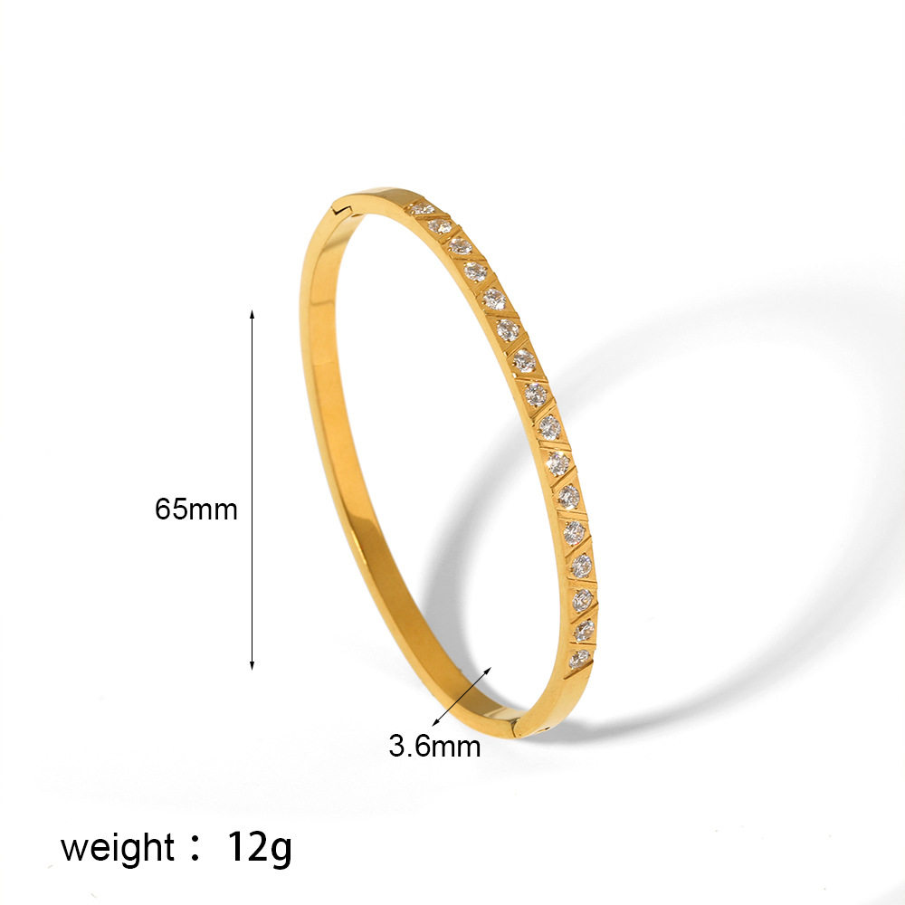 thumbnail for European and American ins style titanium steel non-fading bracelet six-pointed star buckle bracelet 18k gold-plated French light luxury zirconia bracelet