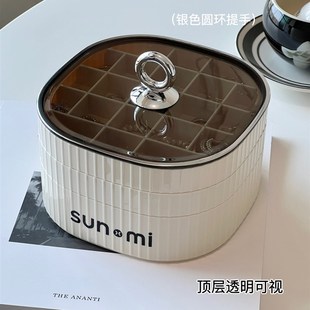 首饰盒多层大容量防尘分格耳饰耳针戒指手表项链防氧化饰品收纳盒