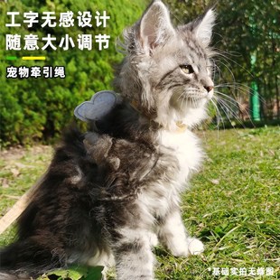猫咪防挣脱牵引绳可调节布偶猫绳子网红遛猫背心幼猫背带宠物工字