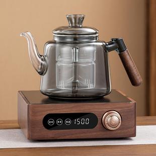 大功率家用新款 电陶炉胡桃木煮茶器炉玻璃蒸煮一体壶套装 养生烧水