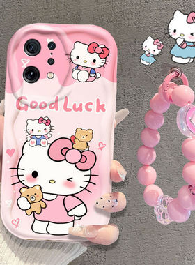 适用oppofindx5手机壳pffm10硅胶软opopfindx5保护套pffmlo手链5g卡通可爱0pp0flndx5全包边防摔新款KT猫个性