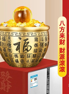 黄铜米缸冰箱顶上放的百福缸w开过聚宝盆纯铜招财光的聚财客厅摆