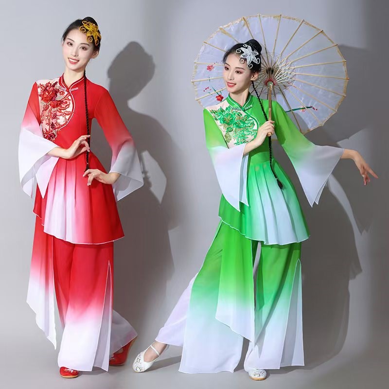 秧歌服演出服女新款秧歌扇子舞套装中F老年广场舞咏荷古典舞蹈服