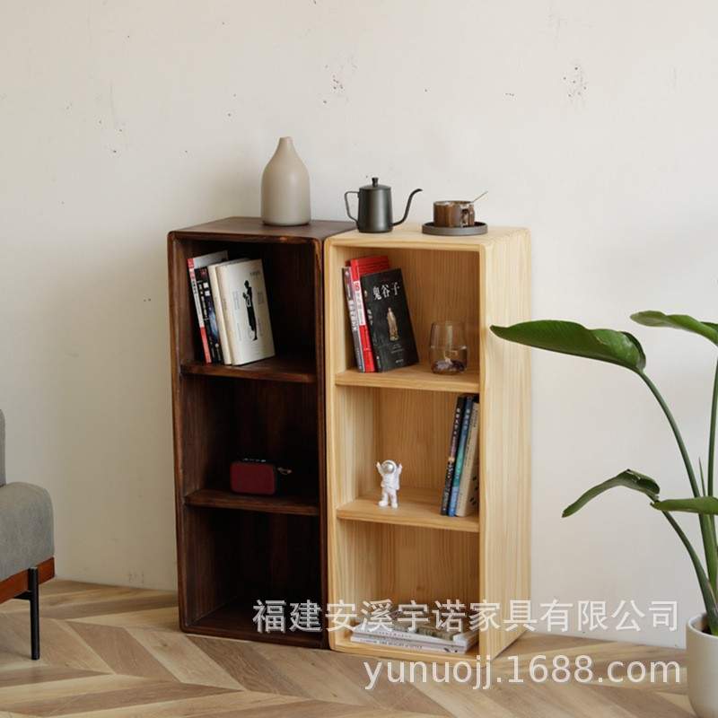 实木格子柜书柜自由组合储物收纳置物柜书架家用飘窗客厅落地隔断