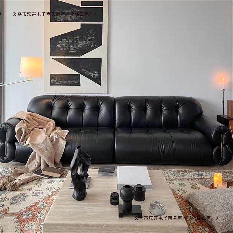 美式沙发大黑中轻奢沙发网红法式复古古风直排p黑糖云朵美式包邮