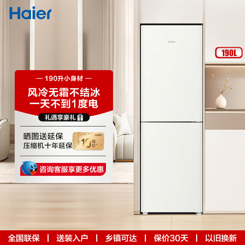 海尔190L两门双门冰箱节能小型