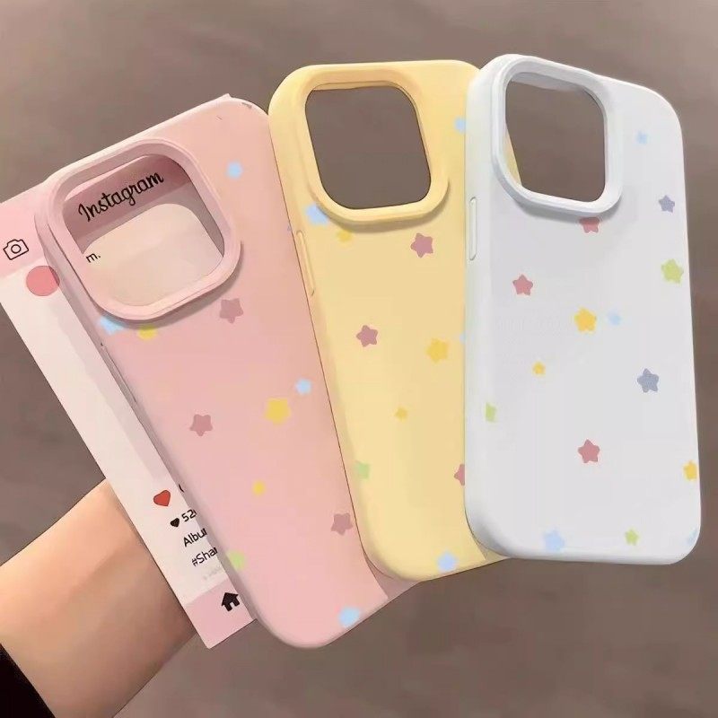 五彩星星适用于苹果17pro华为MATE70手机壳荣耀300可爱小米15OPPOfindx9红米k80VIVOs20肤感大孔IQOOneo10