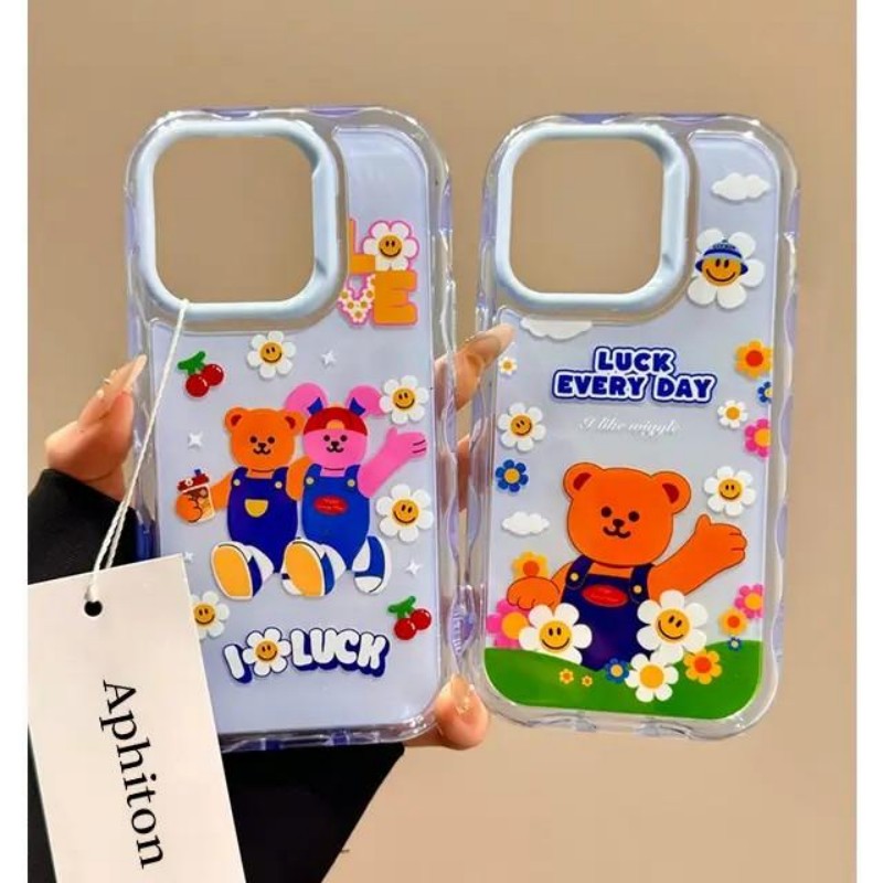 雏菊小熊兔子适用新款苹果16PROMAX手机壳iPhone15PLUS平果13pro可爱12硅胶ip14卡通12波浪纹果冻11女保护套
