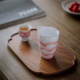 匀茶海分茶器 有田烧金边纯手绘立体牡丹陶瓷公道杯公平杯家用日式
