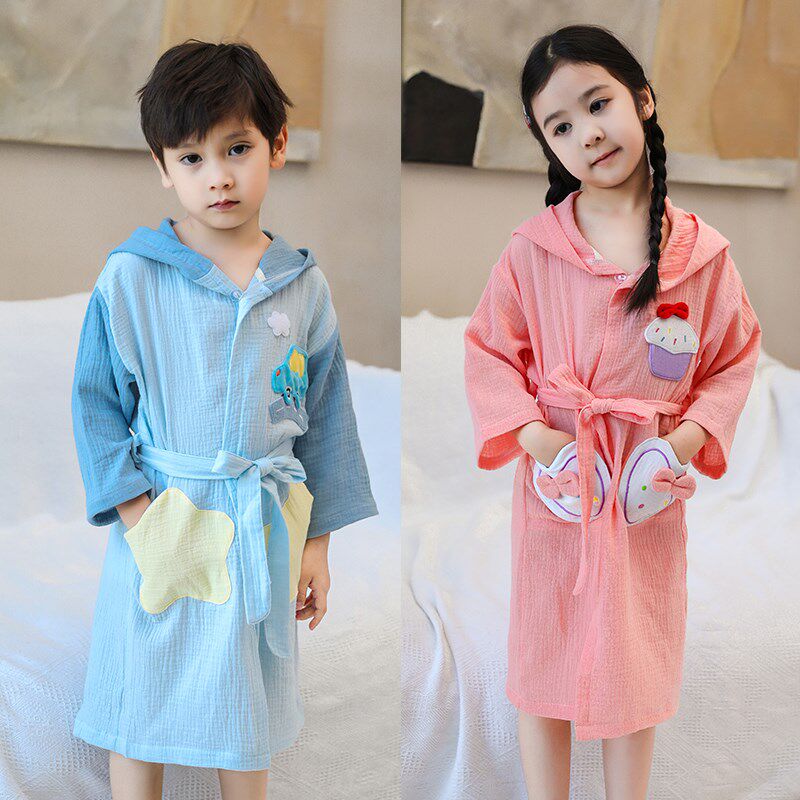 夏季儿童浴巾2024新款全棉游泳纯棉纱布斗篷浴袍可穿式速干男女孩