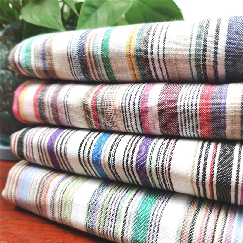 老粗布床单单件三件套民族风条纹床L单被单睡单山东土布