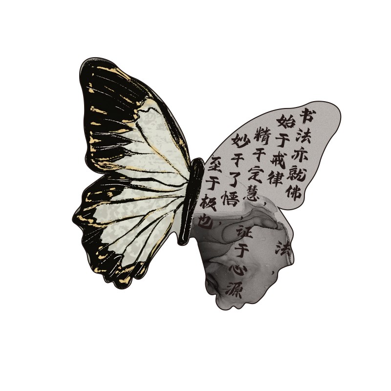 网红打卡茶室g馆小院古风场造景氛围布置毛毡蝴蝶墙面装饰民宿户