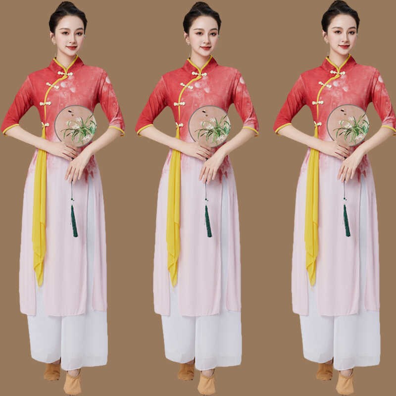 古典舞演出服f女中国风舞蹈服装广场舞身韵纱衣练功服古筝表演服