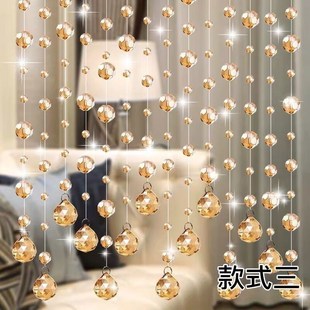 饰屏风卫生间卧室家用免打孔挂帘门帘 水晶珠帘隔断客厅玄关过道装