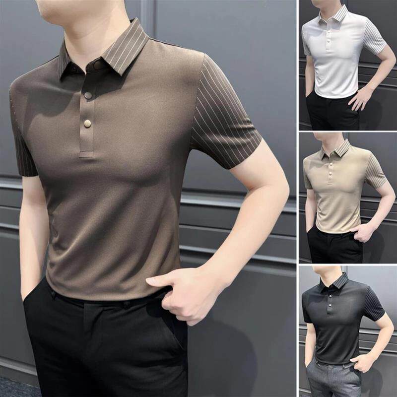 Elbaph轻奢男装条纹polo衫短袖男2026新款夏季高级感商务休闲男士