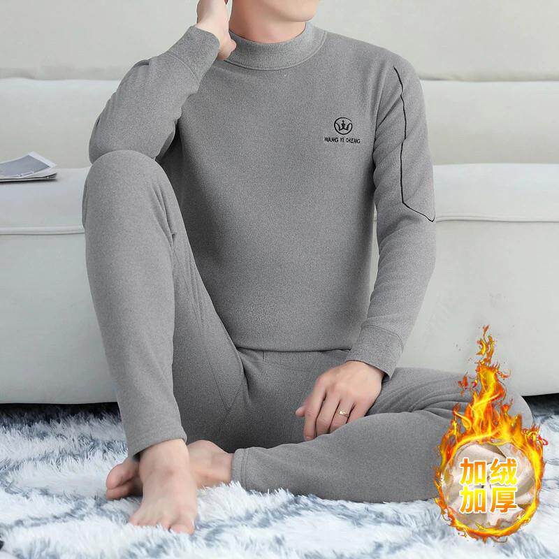 芙倪STUDIO男士保暖内衣加厚加绒套装冬御寒秋衣卫生裤半高领打底