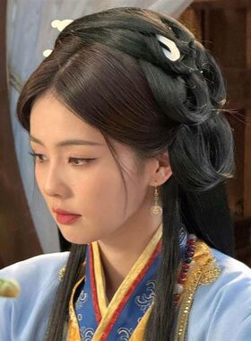 白鹿同款临江仙古装造型白玉发叉U形夹发饰O发簪子古风汉服头饰女