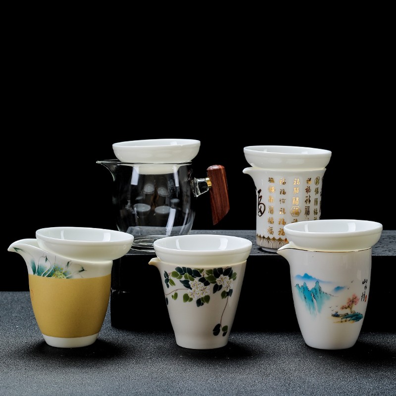 全瓷一体成型茶漏器德化白瓷羊脂玉瓷细孔陶瓷滤滤网茶隔茶道配件