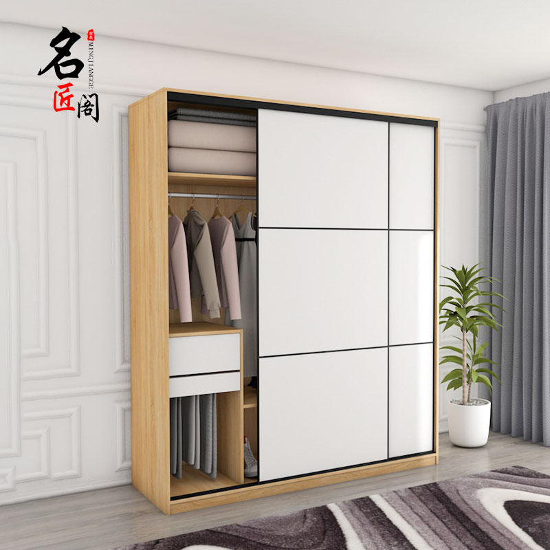 推拉门衣柜书桌一体组合转角小户型生态板实木梳妆台移门拐角衣橱