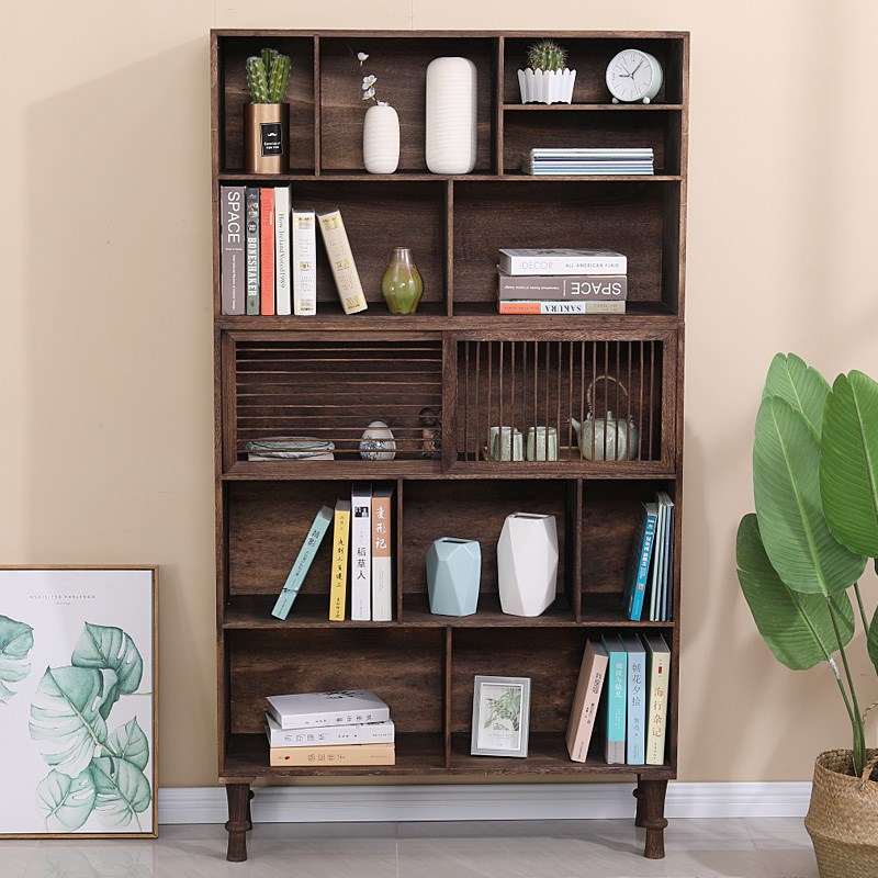 实木落地置物架书架博古架多层中式储物柜书橱收纳柜组合茶柜书柜