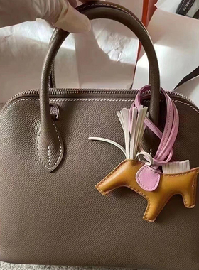 高端纯手缝蜡线新款保龄球迷你evercolor牛皮手提斜挎贝壳凯莉包