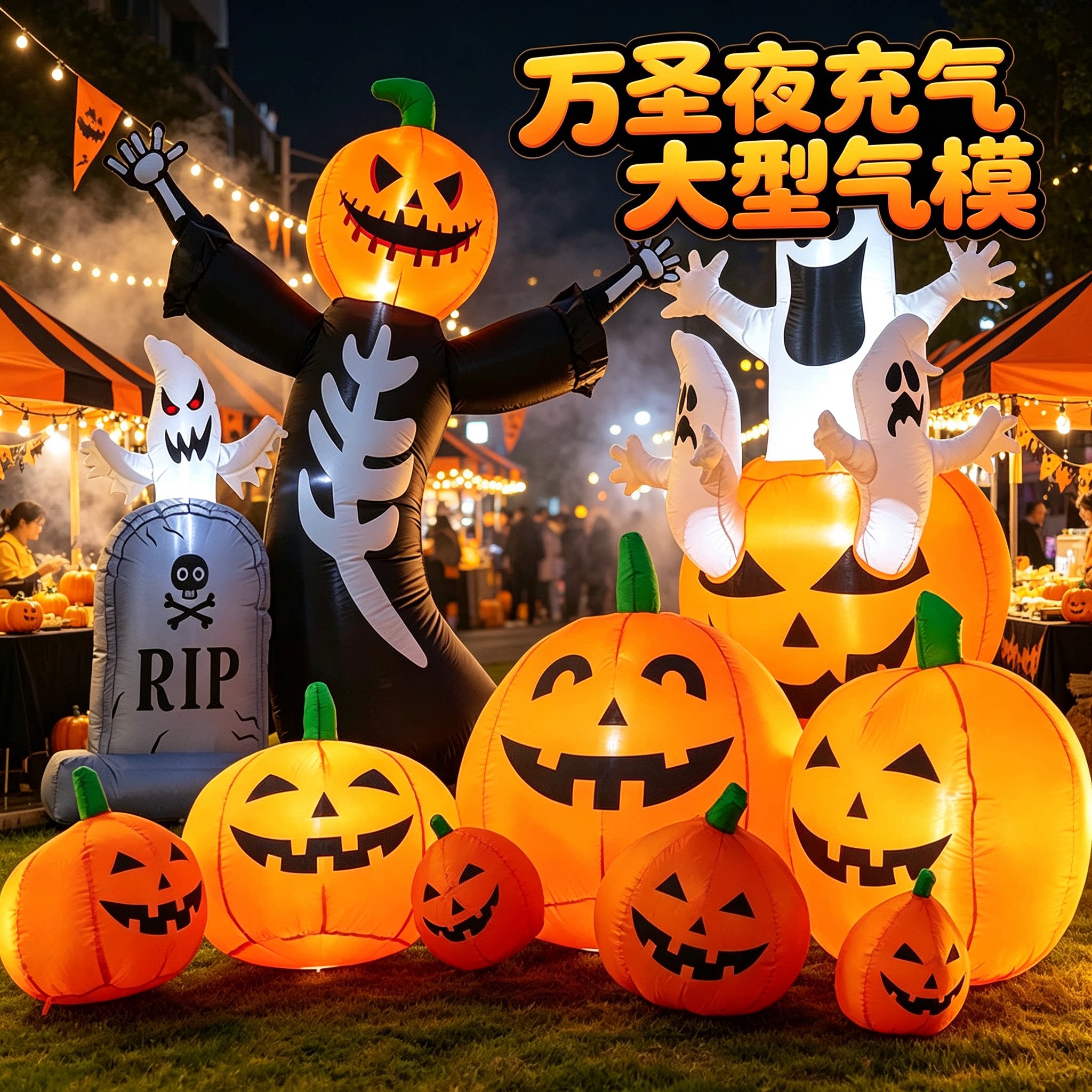 万圣节装饰品破窗气模充气南瓜