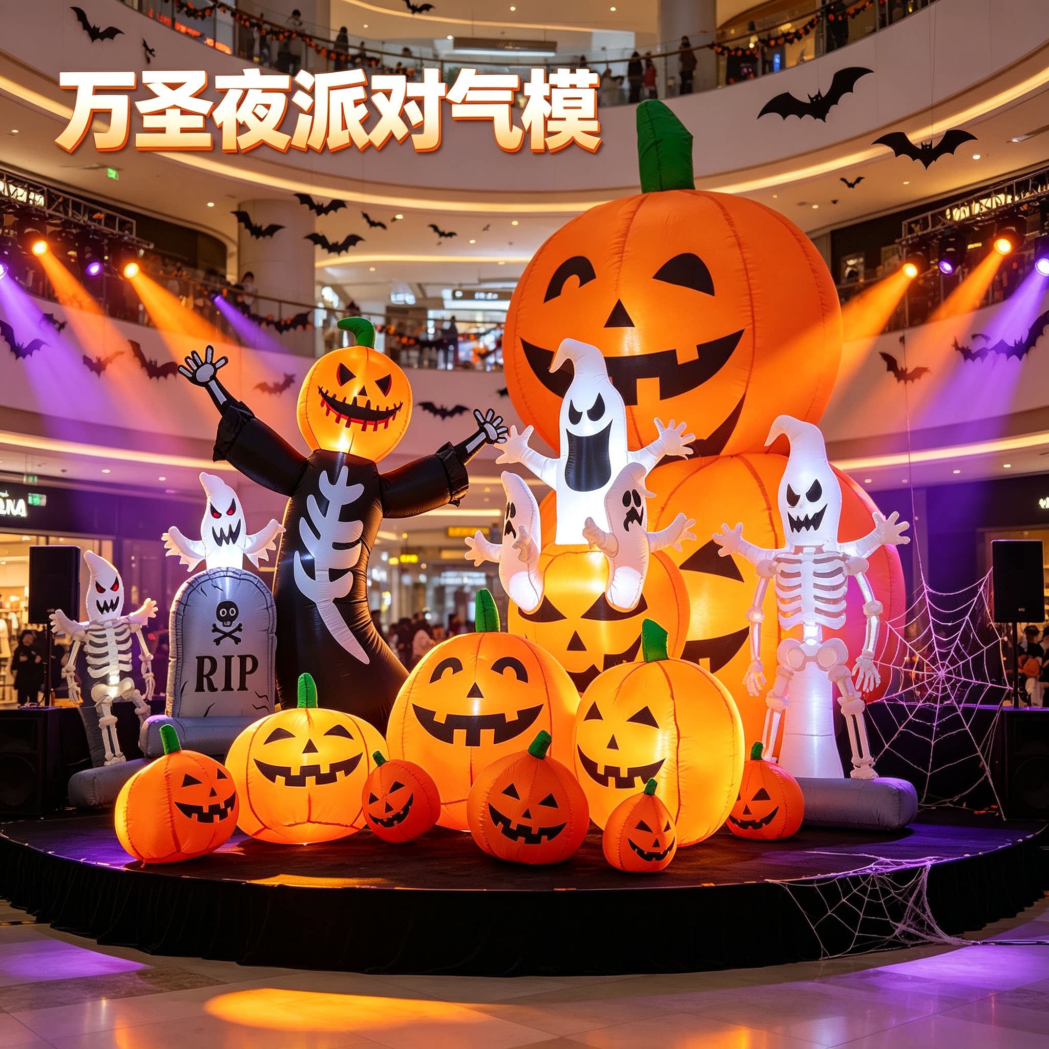 万圣节装饰品破窗气模充气南瓜